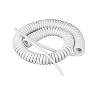 ELILANEY Cordon blanc de 2,5 mètres de longueur de ligne extensible jusqu'à 1,25 mètre Câble extensible en spirale à ressort étirer souple(2 Core 22AWG)
