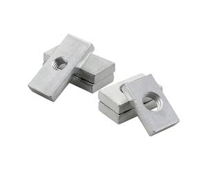 ELILANEY Écrous carrés en acier au carbone for profils en aluminium M4 M5 M6 M8, blocs coulissants rectangulaires fins plaqués zinc, 10 pièces fixation support(M5x17x12x3)