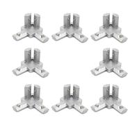 ELILANEY Supports d'angle d'extrémité à 3 voies, profilé en aluminium 2020, connecteurs cachés à fente de Type T de 6mm avec vis, norme européenne, 8 pièces fixation support(Silver)