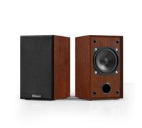 Elimavi Enceintes passives d'étagère, design bidirectionnel avec woofer de 10,2 cm et tweeter en corne de soie de 2,5 cm, basses 60 Hz, idéal pour la maison, le bureau et le théâtre, marron (nécessite