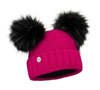 ELIMELI Bonnet d'hiver pour femme avec deux pompons - Bonnet d'hiver chaud avec pompon en fourrure synthétique - Bonnet à pompon pour femme - Bonnet à pompon pour femme - Bonnet doublé en polaire,