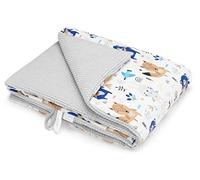 EliMeli Couverture pour bébé - Couverture douillette 100 % coton - Couverture chaude pour bébé en tissu gaufré avec rembourrage - Cadeau pour garçons et filles (gris - Animaux de la forêt)