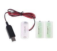 Éliminateur de batterie LR14 C - Alimentation USB - Remplace 1 à 4 piles C 1,5 V - Pour détecteur de fumée - Lampes LED, jouets et appareils électroniques - PLMN