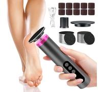 Éliminateur de callosités électrique 2 en 1 avec affichage LED, 9 vitesses réglables, rechargeable, kit de soin professionnel pour les pieds morts durs (gris)