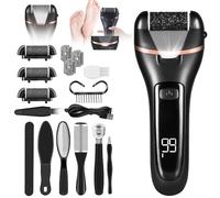 Éliminateur de callosités électrique rechargeable à 2 vitesses : Nizirioo résistant à l'eau, éliminateur de callosités électrique avec indicateur d'alimentation LED, kit de pédicure 10 en 1 pour soins