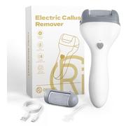 Éliminateur électrique de callosités pour pieds - 2 vitesses, rouleaux fins et grossiers, rechargeable par USB-C, autonomie de 60 minutes, brosse de nettoyage - Talons lisses à la maison avec lime à