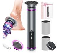 Éliminateur électrique de callosités pour pieds, 3 vitesses avec puissant moteur sans balais, 2600 mAh fonctionne pendant 7 heures, tête en verre nano lavable, 60 disques de papier abrasif, cadeau