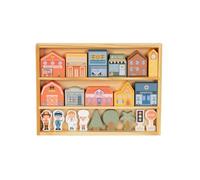 EliNeli Blocs de Ville en Bois- Maisons, Personnages et Accessoires