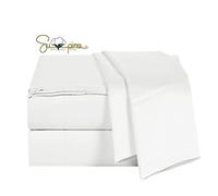 ELINEN Parure de lit 4 pièces 100% Coton Supima 600 Fils au Pouce carré, Tissage satiné Doux et Soyeux, Convient aux Matelas jusqu'à 45,7 cm, Poche Profonde, Respirante et résistante à la