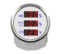 ELING 52 mm Jauge de maintien du niveau d'eau Voltmètre étanche universel 3 en 1 avec alarme 9-32 V (blanc et acier inoxydable)