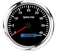 ELING Compte-tours 110 mm 0-4000 tr/min avec compteur d'heures de fonctionnement avec rétroéclairage 7 couleurs 12 V 24 V pour tracteurs pelleteuses étanche