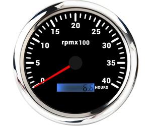 ELING Compte-tours 110 mm 0-4000 tr/min avec compteur d'heures de fonctionnement avec rétroéclairage 7 couleurs 12 V 24 V pour tracteurs pelleteuses étanche