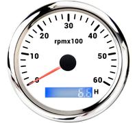 ELING Compte-tours 85 mm 0-6000 tr/min avec compteur d’heures LCD 7 couleurs de rétroéclairage pour fourgons, camping-cars, bateaux