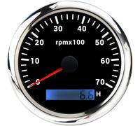 ELING Compte-tours 85 mm 0-7000 tr/min avec compteur d'heures LCD 7 couleurs de rétroéclairage pour voiture, bateau, yacht