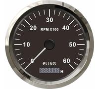 ELING Compte-tours étanche 0-6000 tr/min avec diamètre de 110 mm et compteur d'heures de fonctionnement réglable pour camions et camionnettes 12 V 24 V