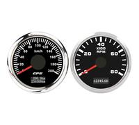 ELING Compteur kilométrique GPS 52 mm 0-200 km/h avec 0-8000 tr/min Compte-tours 12 V 24 V avec rétroéclairage pour course de voiture, camping-car