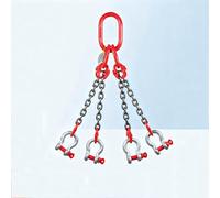 Élingue à chaîne, chaîne de levage industrielle robuste, quadruple brin avec crochets, extrémités oblongues pour palans, remorquage et applications industrielles.(5T,1m)