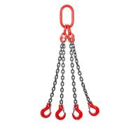 Élingue à chaîne de levage 4 brins - Chaînes de levage industrielles avec crochets à chape - Élingues de levage haute capacité pour moteurs, grues, palans et camions(4 Tons - 1m)