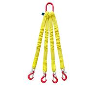 Élingue de Levage à 4 brins avec Crochets, élingue Robuste en Polyester, capacité de 10 tonnes, Type Sangle, pour la Construction, l'exploitation minière, Les Ports, Le remorquage(3m)