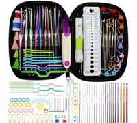 ELINKA Kit complet de tricot avec assortiment d'aiguilles à crochet en aluminium, outils de couture, jauge d'aiguilles, ciseaux, marqueurs de point, outils de tricot