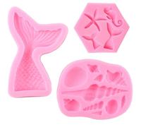 ELINKA Moule à gâteau à thème Mermaid, Mermaid, Coquillages, moules de Fond en Silicone de Corail pour Candy Chocolate sugarcraft Cake Decor, Cupcake Topper, Polymer Clay, Craft