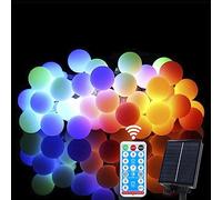ELINKUME Guirlande lumineuse solaire d'extérieur - 50 LED - 7 m - Mat - Avec 8 modes et télécommande - Guirlande lumineuse d'extérieur solaire étanche - Idéale pour jardin, terrasse, véranda, mariage,