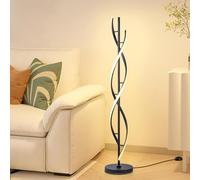 ELINKUME Lampadaire LED pour salon à intensité variable - En spirale - Noir - Avec télécommande - 30 W - 3 couleurs - Éclairage décoratif moderne - 153 cm