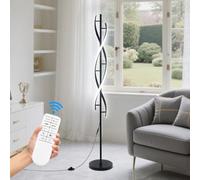 ELINKUME Lampadaire sur Pied Salon Dimmable,Lampe sur Pied Spirale Noir avec Télécommande,LED Lampadaires 30W avec Réglage de la Température en 3 Couleurs,Éclairage Décoratif Moderne,Hauteur 153cm