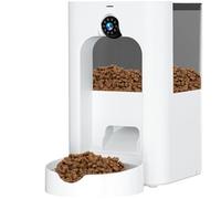 Elinsong Distributeur de Nourriture Intelligent avec caméra HD - Grande capacité de 4 L, contrôle par Application, Communication vocale, Double Alimentation pour Chiens et Chats