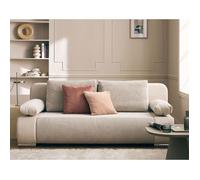 Bestmobilier - Canapé Convertible Elio en Velours Côtelé - Canapé Lit - Sofa Beige 3 Places - Salon
