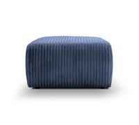 ELIO - Pouf en velours côtelé Bleu 74x74x41