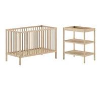 AltoBuy Eliott - Ensemble Lit BB + Table à Langer en Hêtre Massif Vernis Naturel