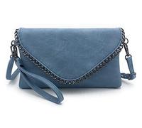 ELIOX - Pochette Femme élégante avec chaîne et bandoulière en cuir synthétique souple - Petite pochette de soirée Sac à main pour fille Sacs élégants Pour Cérémonie Mariage (BLEU CLAIR)