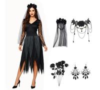 EliphonTowne Costume d'Halloween de mariée - Costume de mariée zombie à thème mort, tenue d'Halloween pour femmes et adultes, tenue grande taille L