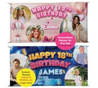 Eliphs Bannière « Happy Birthday » | Bannières d'anniversaire personnalisées pour enfants, elle et lui pour 16e, 18e anniversaire | Décoration de fête personnalisée