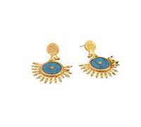 ELIRAR Boucles d'oreilles pendantes bohème turquoise vintage avec pierre de naissance bleue et plume de soleil - Cadeau délicat, 0.66×0.78in, Cuivre, Turquoise
