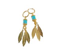 ELIRAR Boucles d'oreilles pendantes bohème turquoise vintage avec pierre de naissance bleue et plume de soleil - Cadeau délicat, 0.66×0.78in, Cuivre, Turquoise