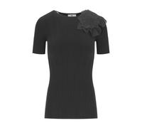 Elisabetta Franchi, Femme, Tops, Noir, Taille: 40 FR T-shirt noir avec fleur en georgette