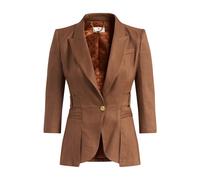 Elisabetta Franchi, Femme, Vestes, Brun, Taille: 38 FR Giacca in gabardina di misto lino