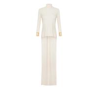 Elisabetta Franchi - Top Long Manches Longues en Jersey Brillant - Femme - Pulls - Beige - Taille: 42 FR