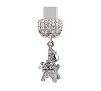 ELISE & FONDA TP186 - Port de charge USB de type C - Anti-poussière - Pendentif 3D en forme de tour d'amour - Breloque pour téléphone portable Samsung Galaxy/Huawei/OnePlus/Xiaomi/Oppo - Blanc