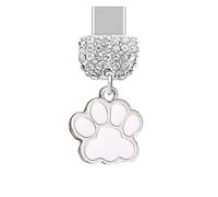 ELISE & FONDA TP236 - Port de charge USB de type C - Anti-poussière - Pendentif patte de chat - Breloque pour téléphone portable Samsung Galaxy/Huawei/OnePlus/Xiaomi/Oppo - Blanc, approx. 1.65 cm (L)