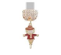 ELISE & FONDA TP995 Type-C Port de charge Cristal Anti-poussière Bouchon Petit épouvantail de Thanksgiving Charm de téléphone portable pour iPhone 15/16/Samsung/OnePlus/Xiaomi/Oppo téléphones Android