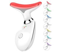 ELISHINE 7 couleurs de massage visage et cou luminothérapie, massage facial à base de lumière rouge pour soins de la peau, raffermissant, lissant (blanc)