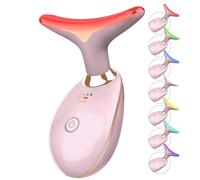 ELISHINE 7 couleurs de massage visage et cou thérapie lumineuse, massage facial à base de lumière rouge pour soins de la peau, raffermissant, lissant (rose)