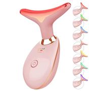 ELISHINE 7 couleurs de massage visage et cou thérapie lumineuse, massage facial à base de lumière rouge pour soins de la peau, raffermissant, lissant (or rose)