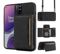 ELISORLI Étui de téléphone pour OnePlus 8T OnePlus8T Plus 9R 5G Étui portefeuille avec bandoulière bandoulière porte-cartes de crédit Poche Slim One Plus8T5G On +1 Plus 8Tplus 1plus 8T+ One+ T8 1+