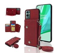 ELISORLI Étui de téléphone pour OnePlus 9 Pro One Plus 9Pro 5G Étui portefeuille avec bandoulière et support en cuir pour cartes de crédit Accessoires cellulaires sur 1Plus 1 + Plus9 1+ Pro Nine
