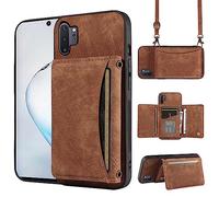 ELISORLI Étui de téléphone pour Samsung Galaxy Note 10 Plus Note10+ 5G - Étui portefeuille avec bandoulière et porte-cartes de crédit en cuir - Poche fine - Support pour notes 10 notes 10 s dix pas
