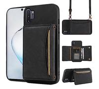 ELISORLI Étui de téléphone pour Samsung Galaxy Note 10 Plus Note10+ 5G - Housse portefeuille avec bandoulière et porte-cartes de crédit en cuir - Poche fine - Support pour notes 10 notes 10 s dix pas